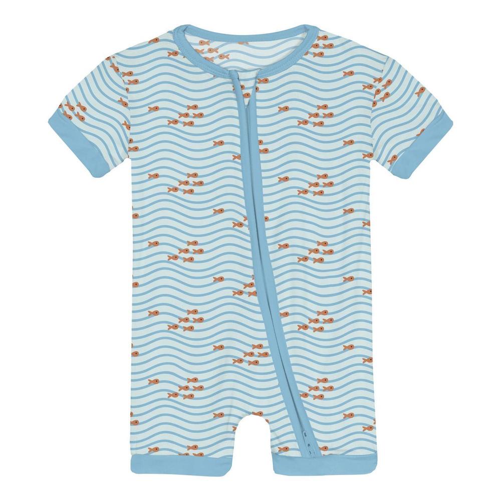 NEW KICKEE infant & toddler unisex shorty sleeper with zipper in fresh air littl